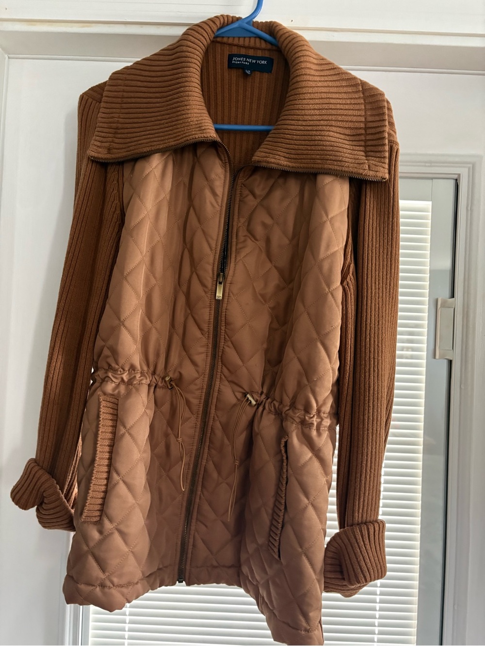 Jones New York Signature Ribbed Knit Sweater in Camel Brown